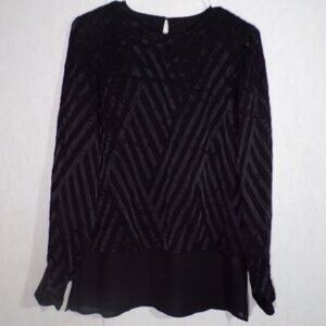 Doncaster Collection Womens Long Sleeve Blouse Size 2 Small Black Corpcore Goth